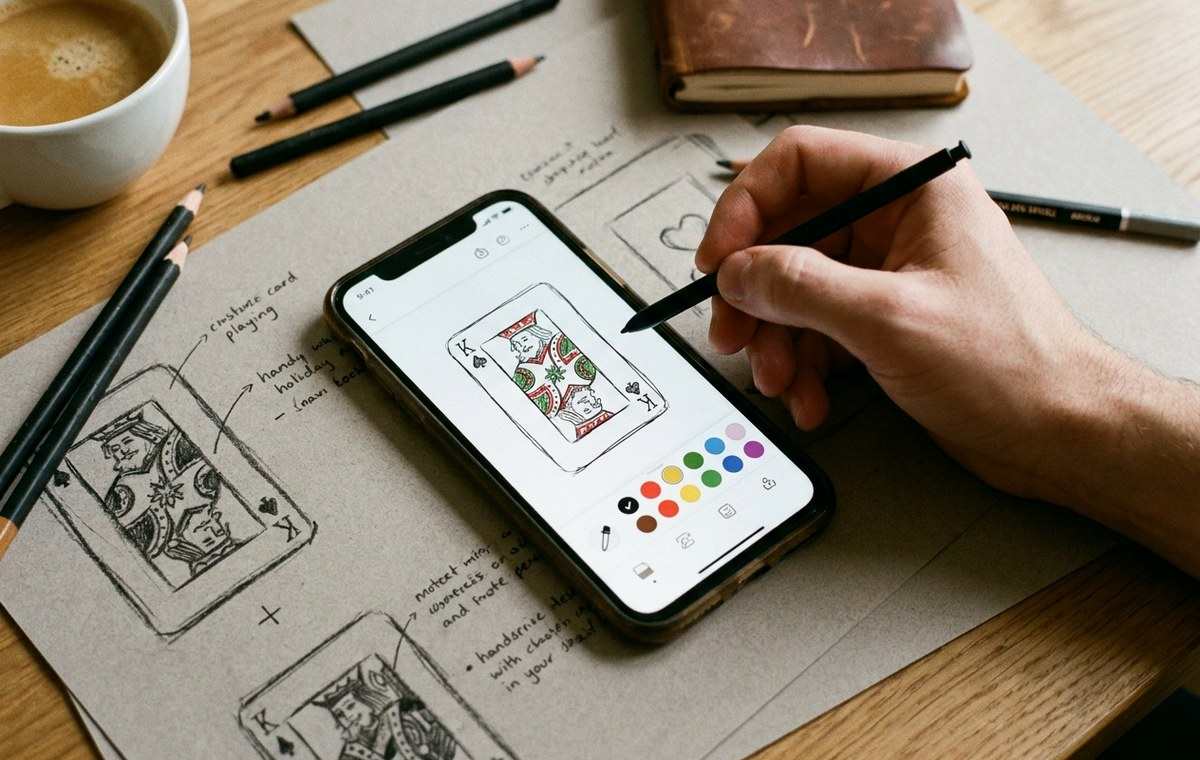 Mobile technology editorial illustration for Creating Themed Solitaire Games for Every Occasion