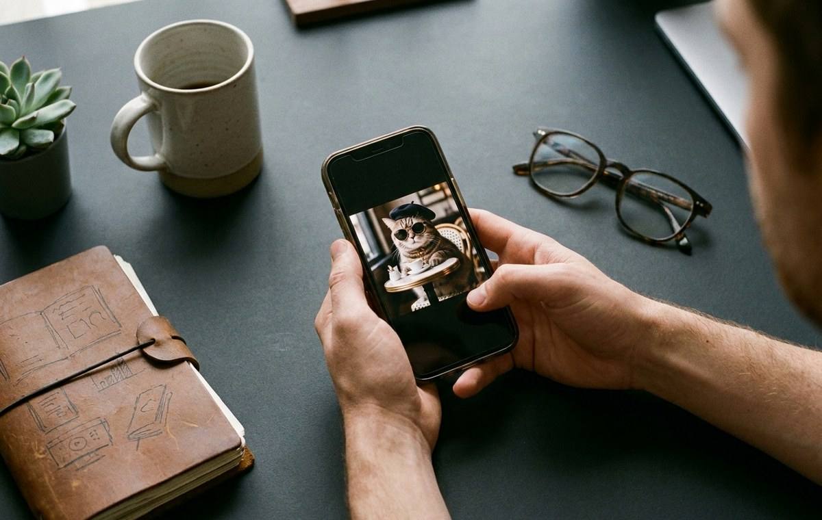 Mobile technology editorial illustration for The Funniest AI Photo Effects You Can Pull Off on a Phone