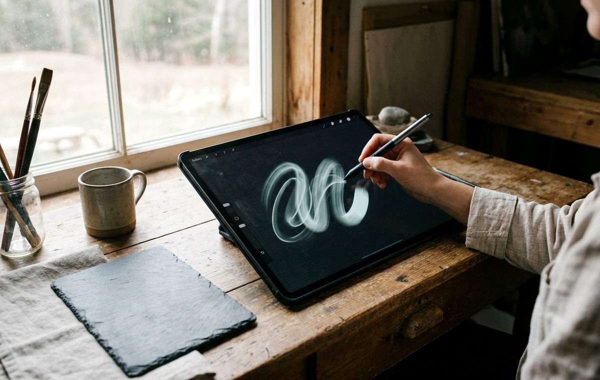Mobile technology editorial illustration for How to Create and Modify Brushes in Procreate