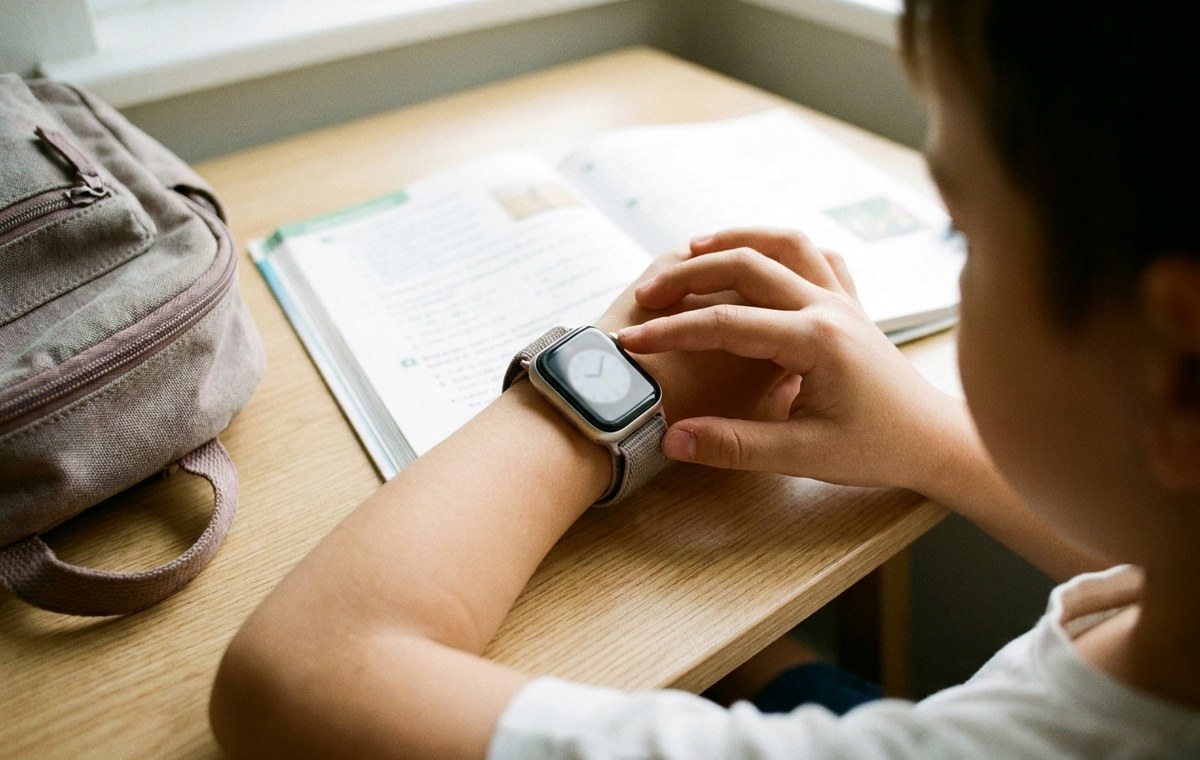 Mobile technology editorial illustration for How Wear OS’s ‘School Time’ Feature Enhances Digital Wellness for Kids