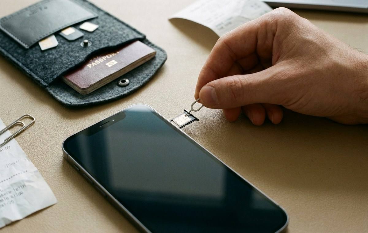 Mobile technology editorial illustration for Selecting and Using International SIM Cards to Cut Costs Abroad