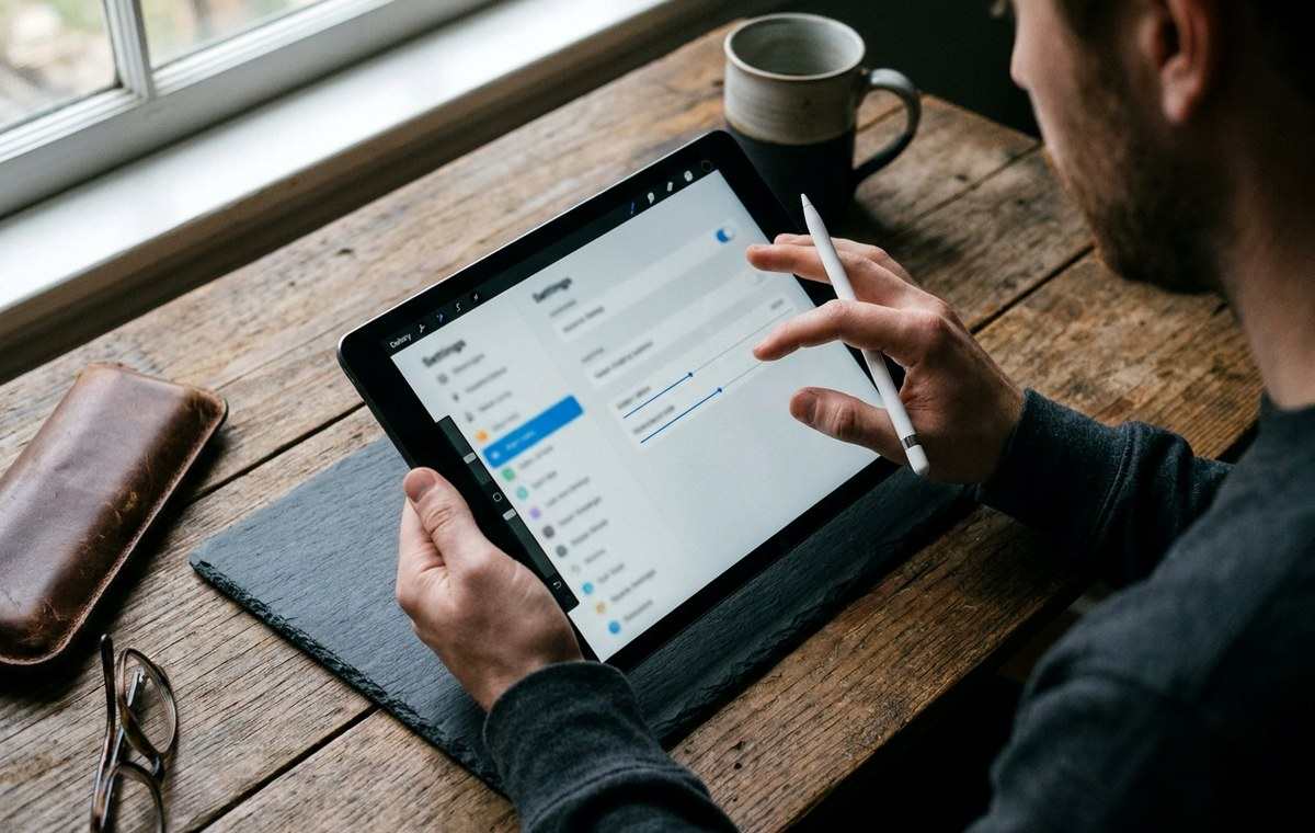 Mobile technology editorial illustration for Tips and Tricks: Optimizing Procreate Settings for Enhanced Performance