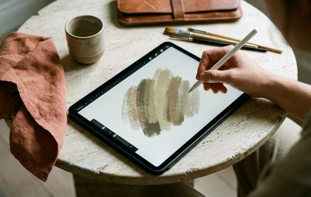 Mobile technology editorial illustration for Using Textures in Procreate to Enhance Your Artwork
