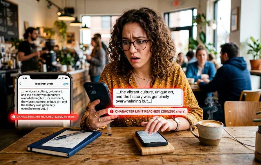 Mobile technology editorial illustration for Character Limits on Mobile Apps and Why They Catch Writers Off Guard