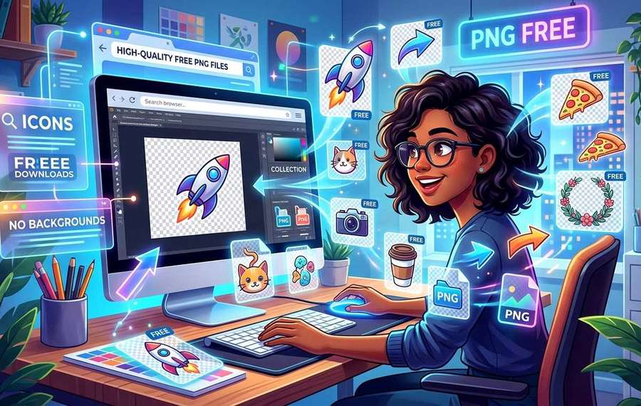 Mobile technology editorial illustration for Where to Find High-Quality Transparent PNG Files for Free