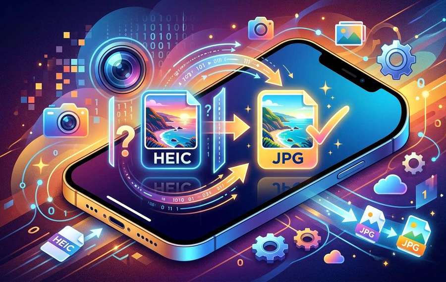 Mobile technology editorial illustration for What to Do When Your iPhone Photos Save as HEIC Instead of JPG