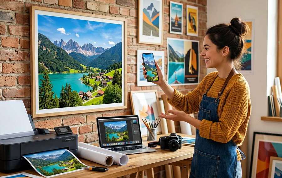 Mobile technology editorial illustration for How to Turn Your Phone Photos Into Posters Without Blurry Prints